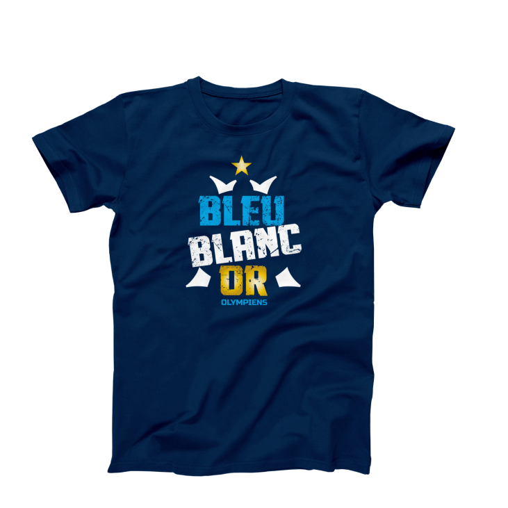 tee-shirt bleu blanc or